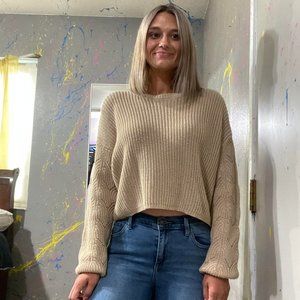 SKY AND SPARROW Knit Balloon Sleeve Womens Natural